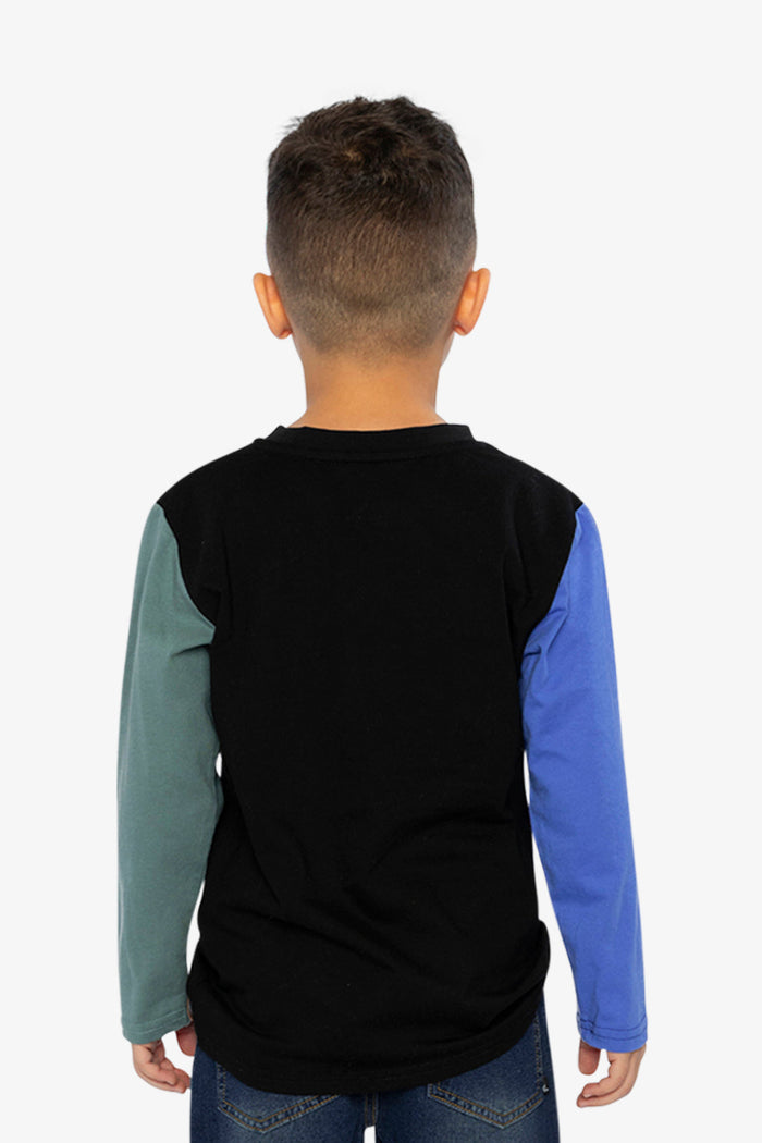 Long Sleeve T-Shirt Black, Blue And Green-3