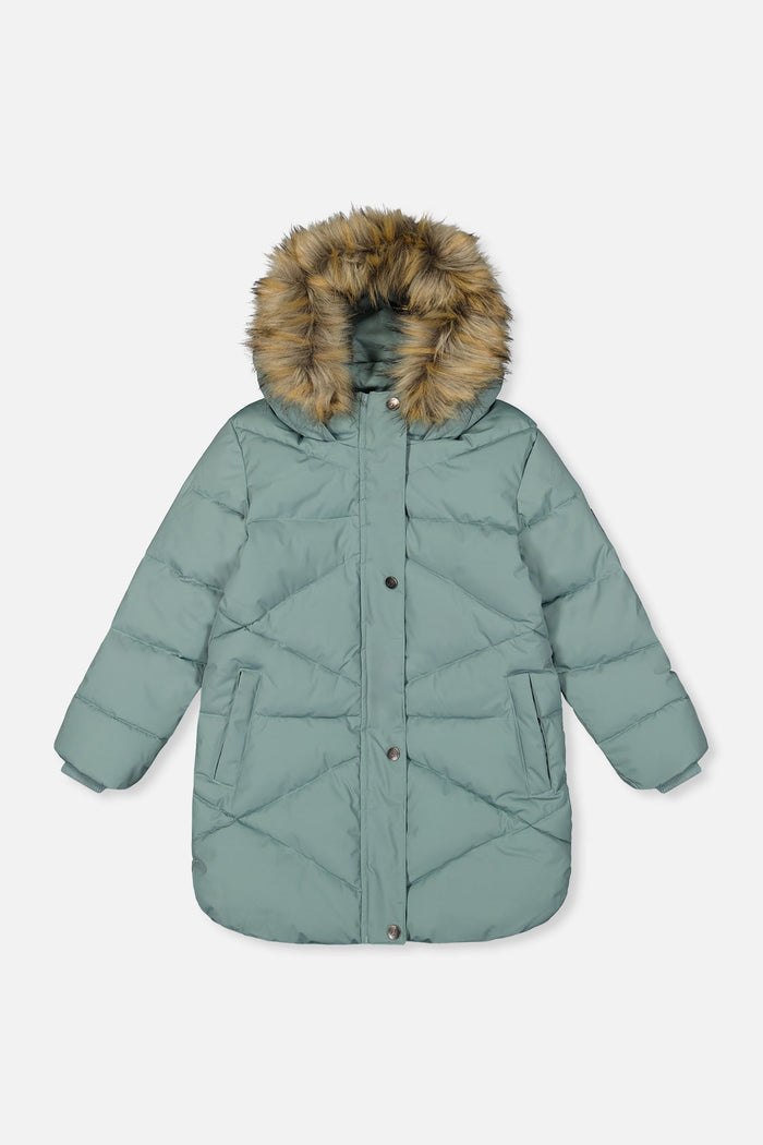 Long Winter Puffer Coat Sage Green-0