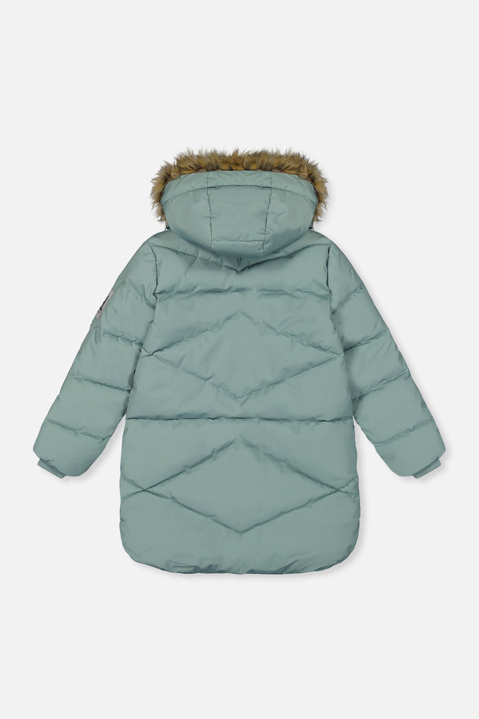 Long Winter Puffer Coat Sage Green-1