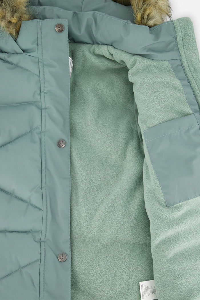 Long Winter Puffer Coat Sage Green-3