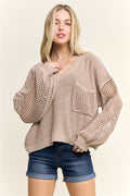 Loose Knit Sweater Mesh Sleeves