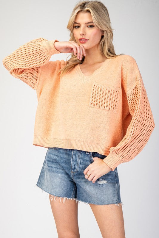 Loose Knit Sweater Mesh Sleeves
