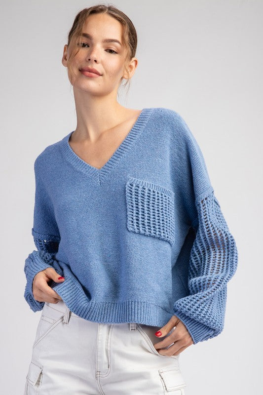 Loose Knit Sweater Mesh Sleeves