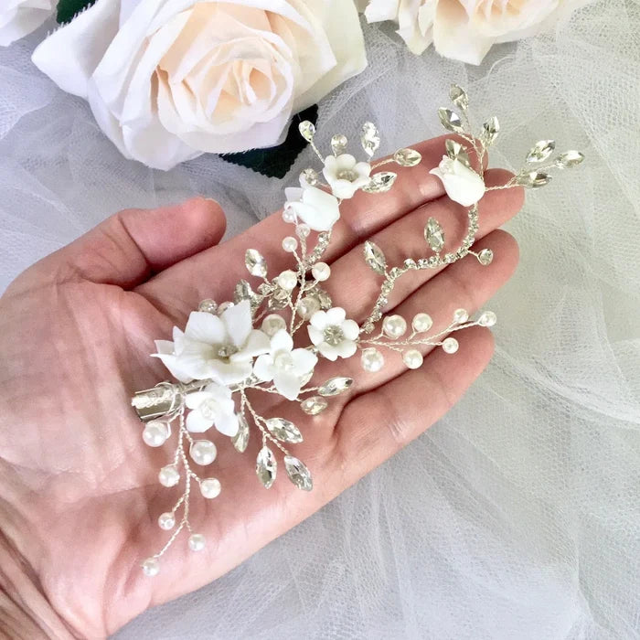 Wedding Hair Accessories - Pearl and Crystal Bridal Hair Clip/Vine