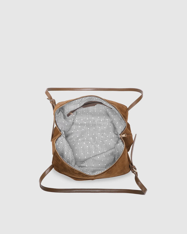 Marissa Suedette Shoulder Bag - Cognac