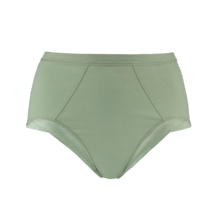 Marrow High Waisted Silk and Organic Cotton Full Brief in Aspen Green – Juliemay Lingerie