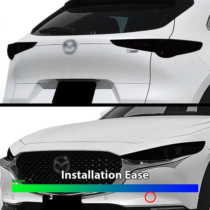 Full Headlight Taillight Precut Smoked PPF Tint Kit Film Overlay Fits Mazda Cx - 30 2020 - 2025 - Bogar Tech Designs