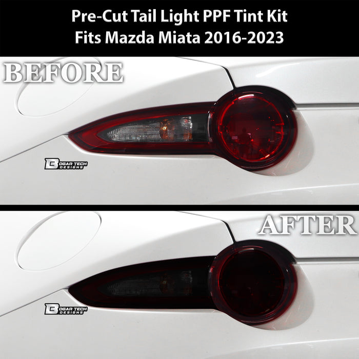 Full Headlight Taillight Precut Smoked PPF Tint Kit Film Overlay Fits Mazda Miata 2016 - 2025 - Bogar Tech Designs