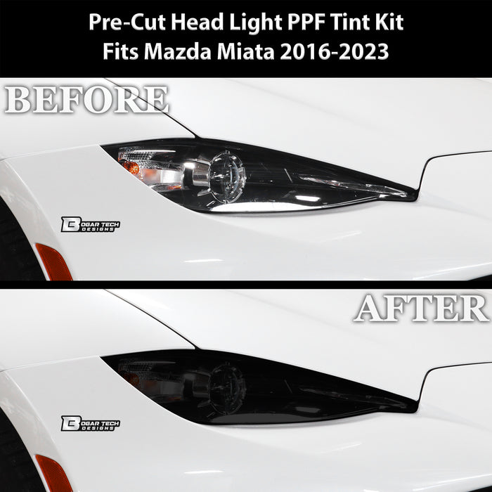 Full Headlight Taillight Precut Smoked PPF Tint Kit Film Overlay Fits Mazda Miata 2016 - 2025 - Bogar Tech Designs