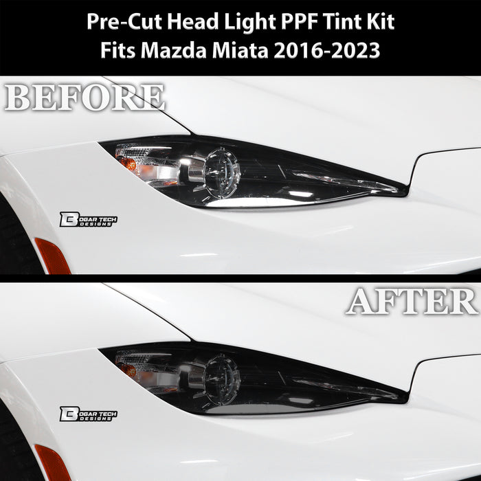 Full Headlight Taillight Precut Smoked PPF Tint Kit Film Overlay Fits Mazda Miata 2016 - 2025 - Bogar Tech Designs