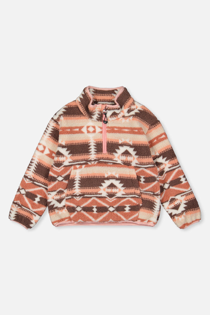 Mid-Season Plush Pullover Jacket Aztec Pink-0