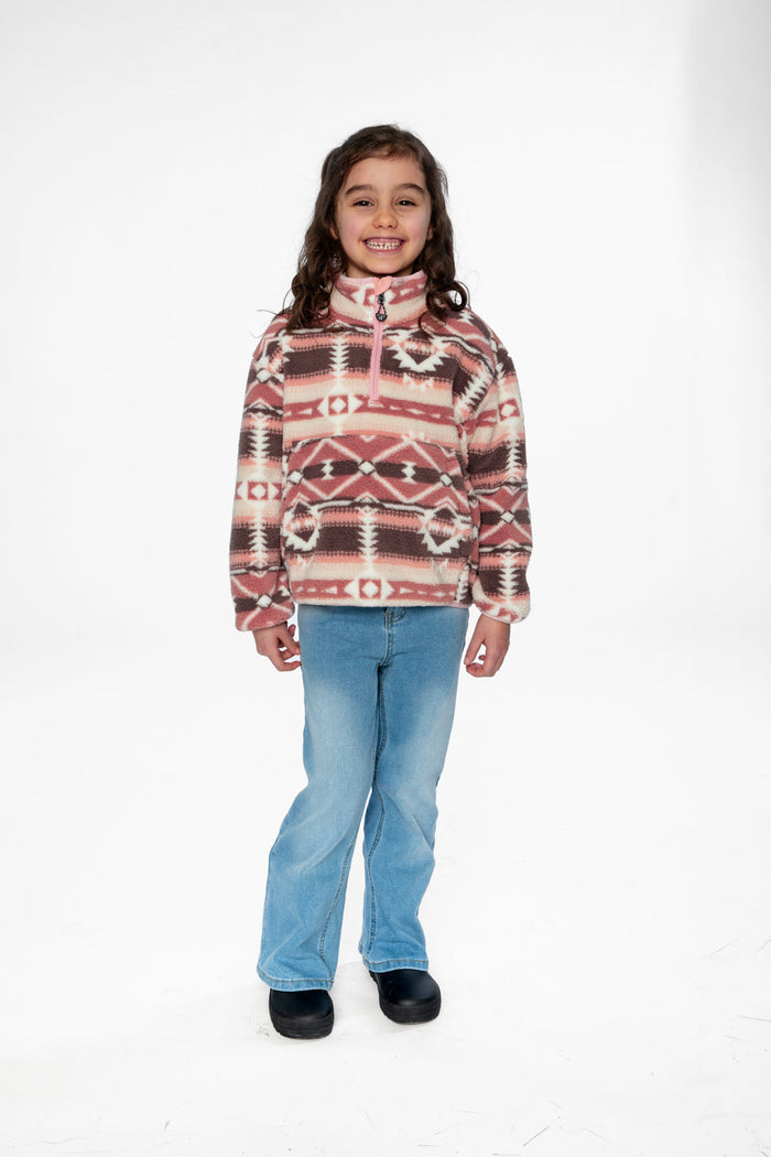 Mid-Season Plush Pullover Jacket Aztec Pink-1