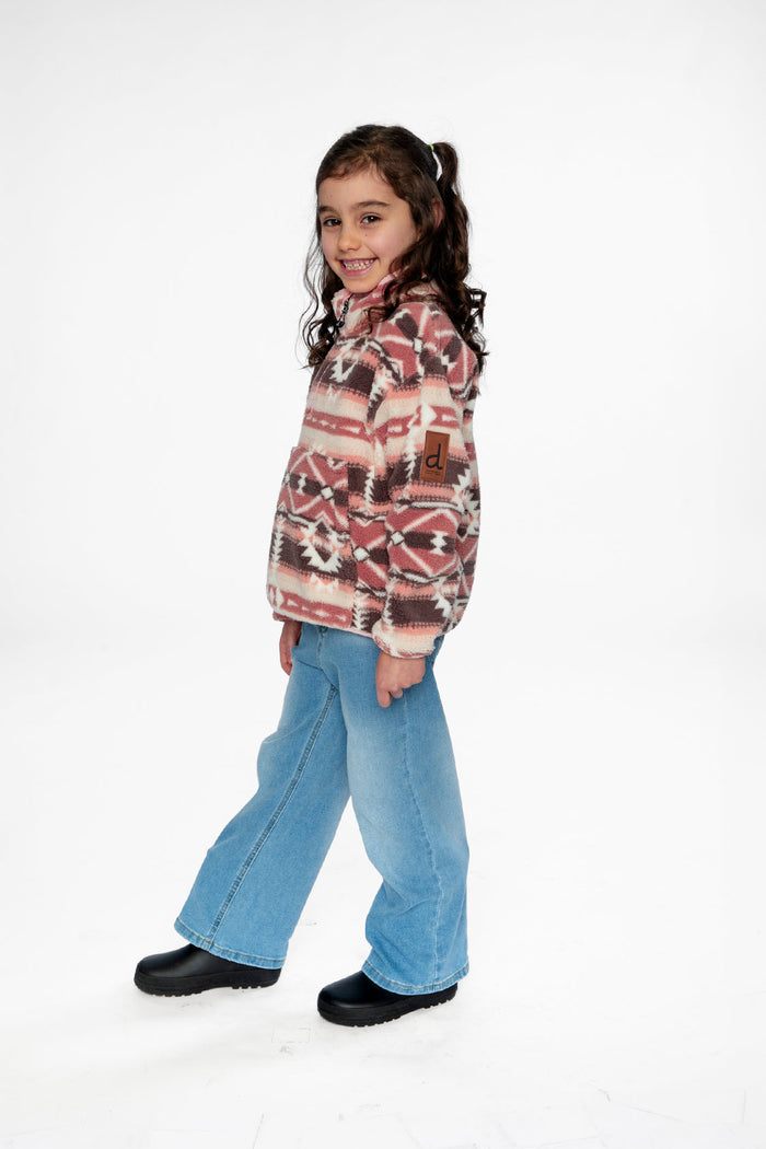 Mid-Season Plush Pullover Jacket Aztec Pink-2