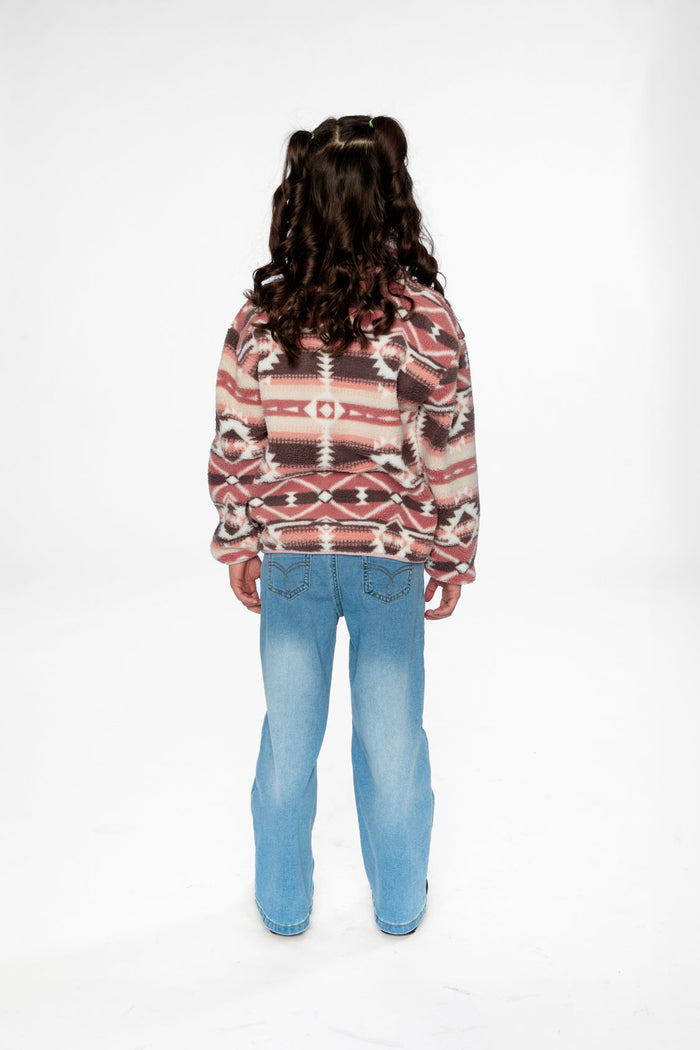 Mid-Season Plush Pullover Jacket Aztec Pink-3