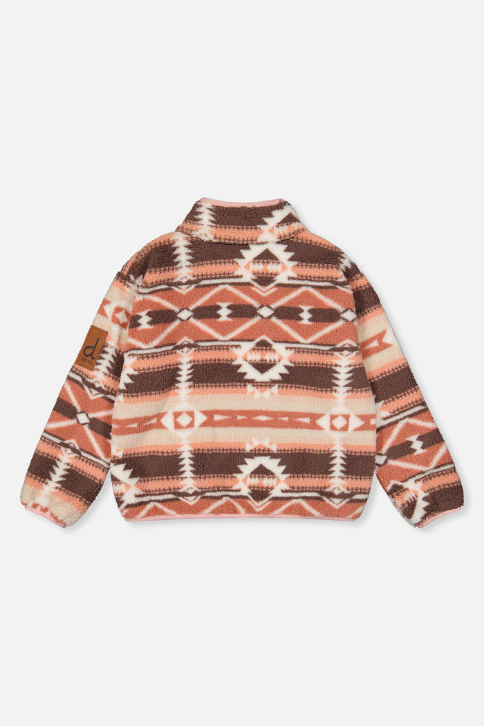 Mid-Season Plush Pullover Jacket Aztec Pink-4