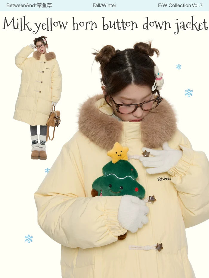 Milk yellow horn button down jacket