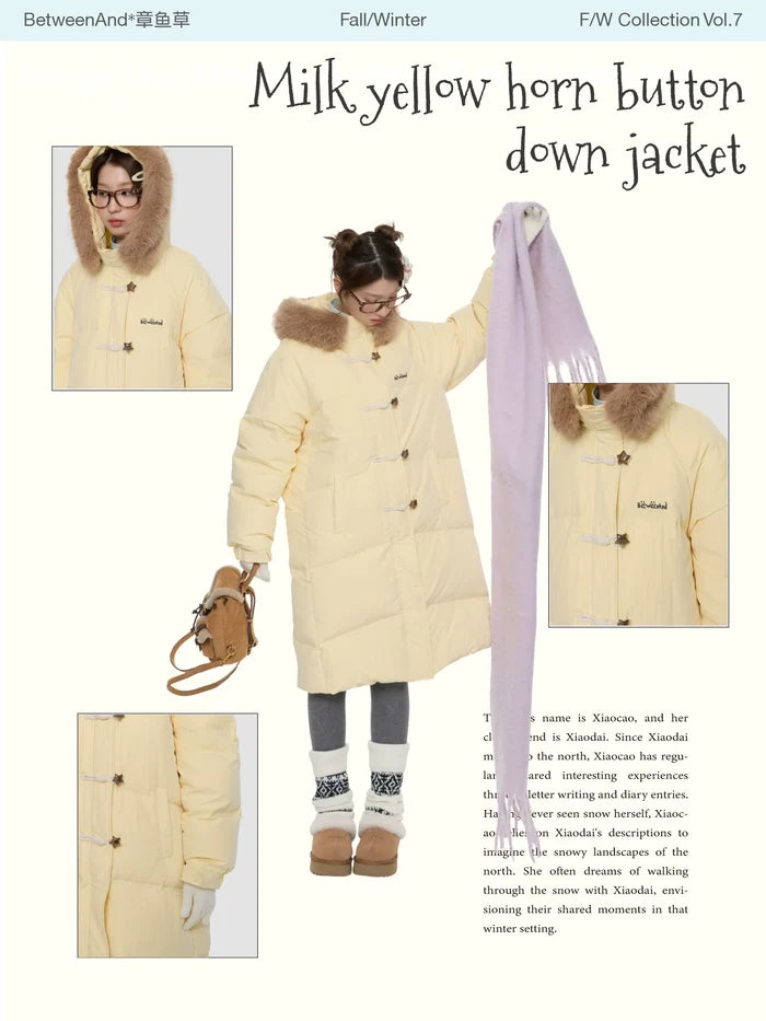 Milk yellow horn button down jacket