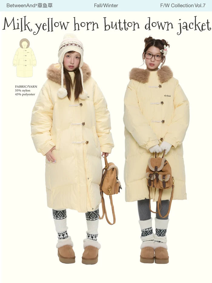 Milk yellow horn button down jacket