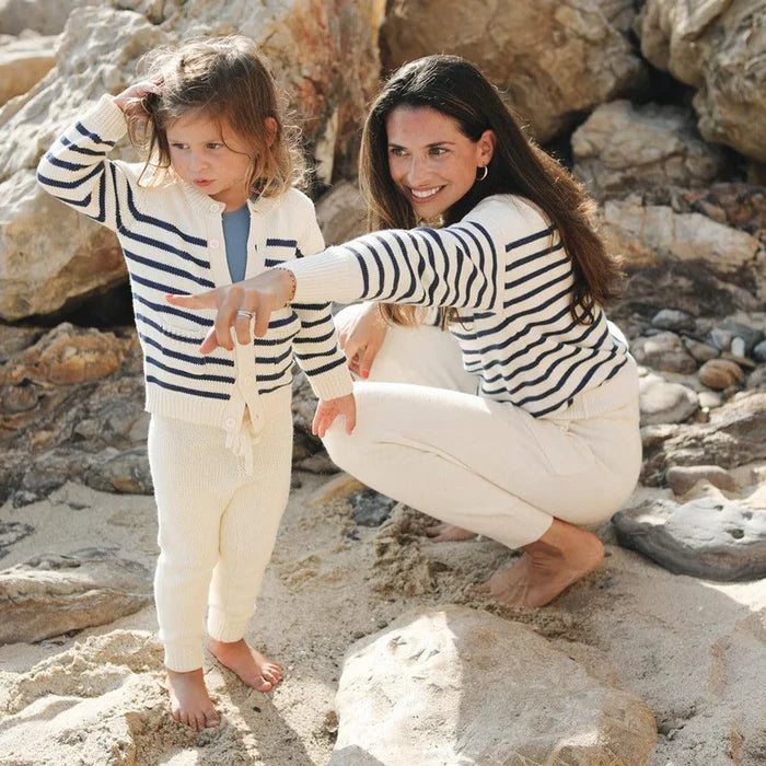 Minnow Women's Breton Stripe Sweater in Cream/Navy
