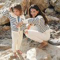 Minnow Women's Breton Stripe Sweater in Cream/Navy