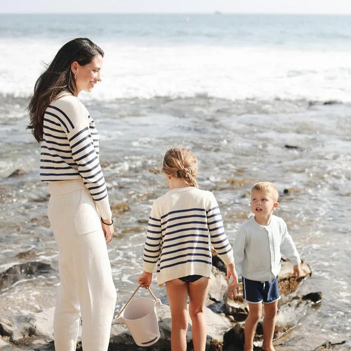 Minnow Women's Breton Stripe Sweater in Cream/Navy