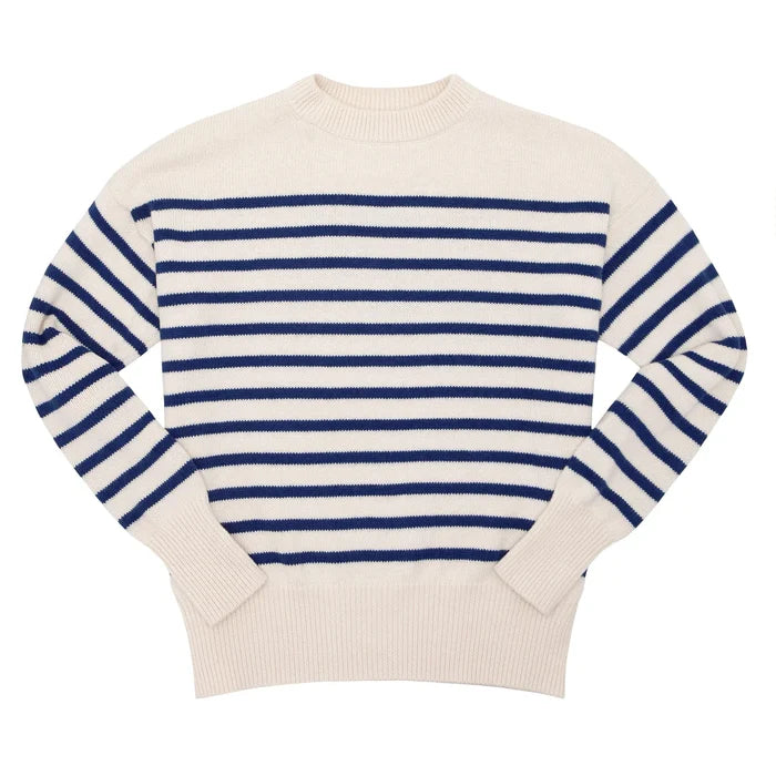 Minnow Women's Breton Stripe Sweater in Cream/Navy