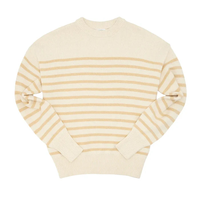 Minnow Women's Stripe Sweater in Cream/Tan