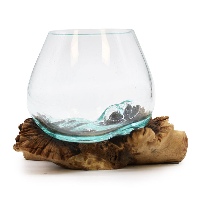 Molten Glass on Rare handcarved Genuine Teak Root Wood