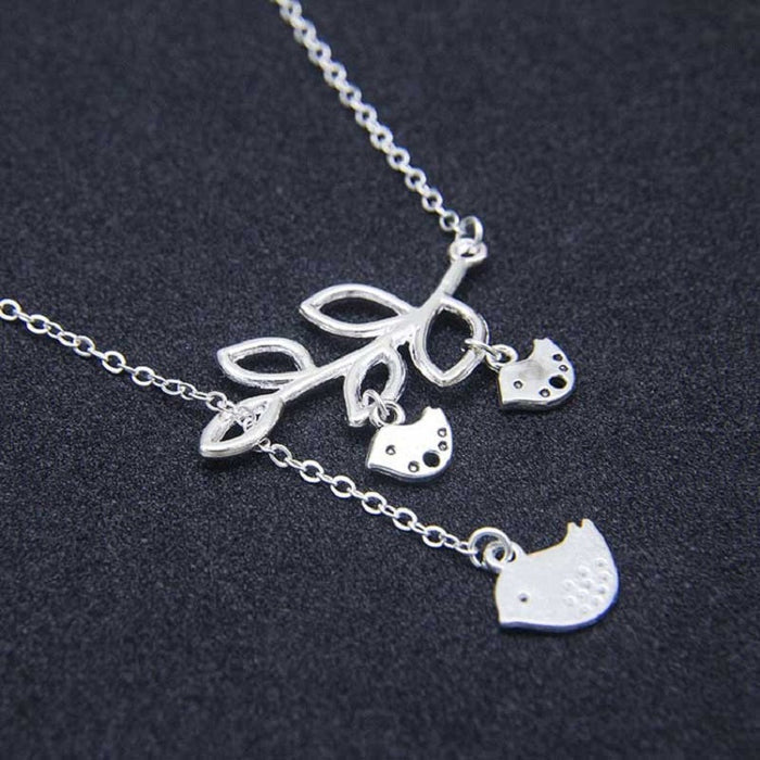 Mom & Two Baby Birds Pendant Necklace – Zinc Alloy