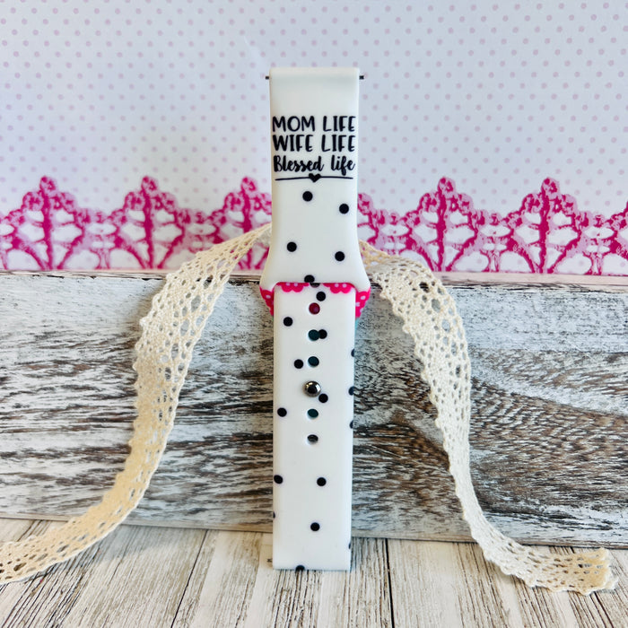 Mom, Wife, Blessed Print Silicone Band For Samsung Watch