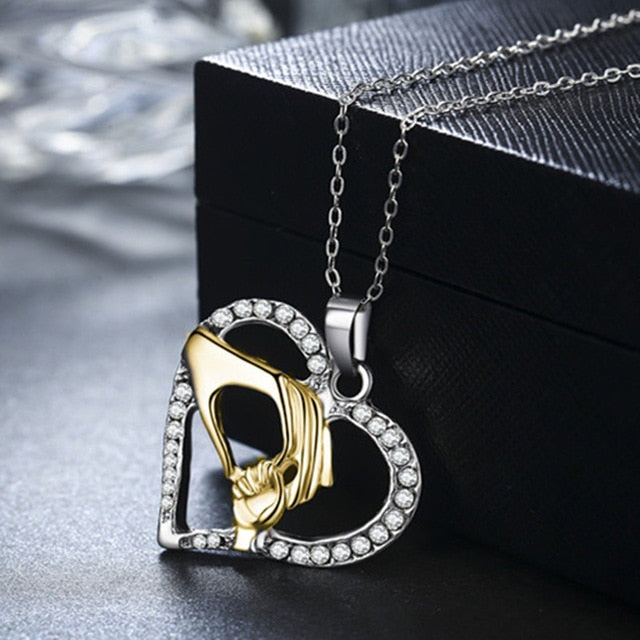 Mother & Baby Heart Pendant Necklace Gift Set – Sterling Silver