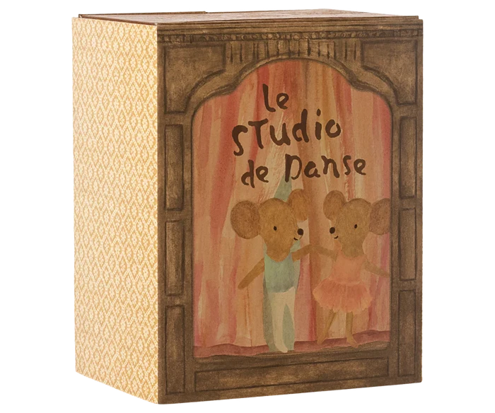 Maileg - Mouse in A Box - Little Sister & Brother Mouse - Ballet Mice In Dance Studio - Packaging