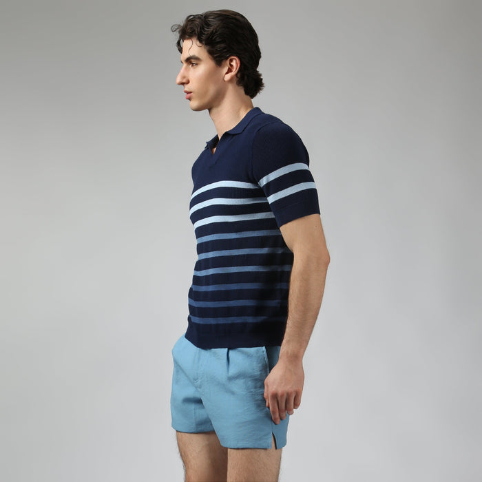 Navy Seabreeze Knit Polo - Parke & Ronen