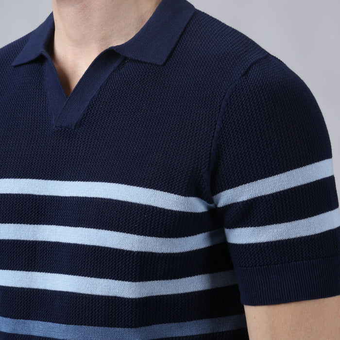 Navy Seabreeze Knit Polo - Parke & Ronen