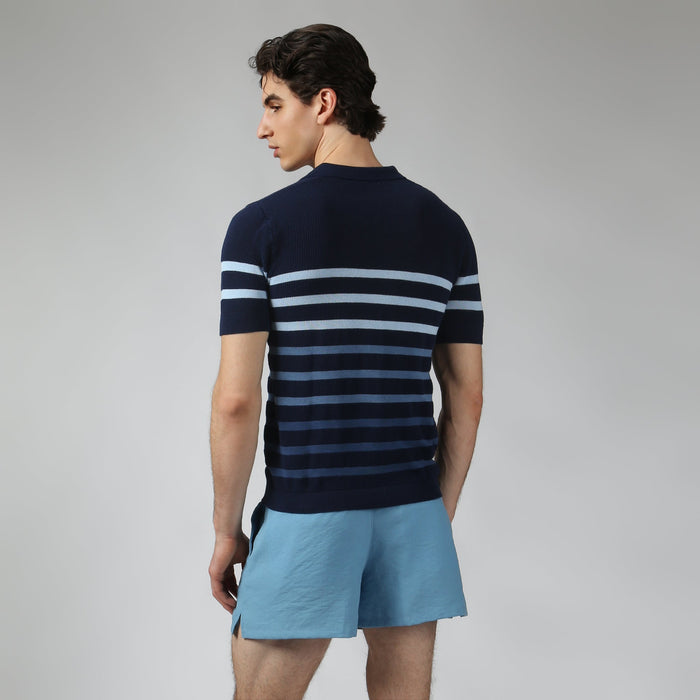 Navy Seabreeze Knit Polo - Parke & Ronen