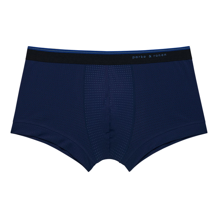 Navy Wave Mesh Low Rise Trunk - Parke & Ronen