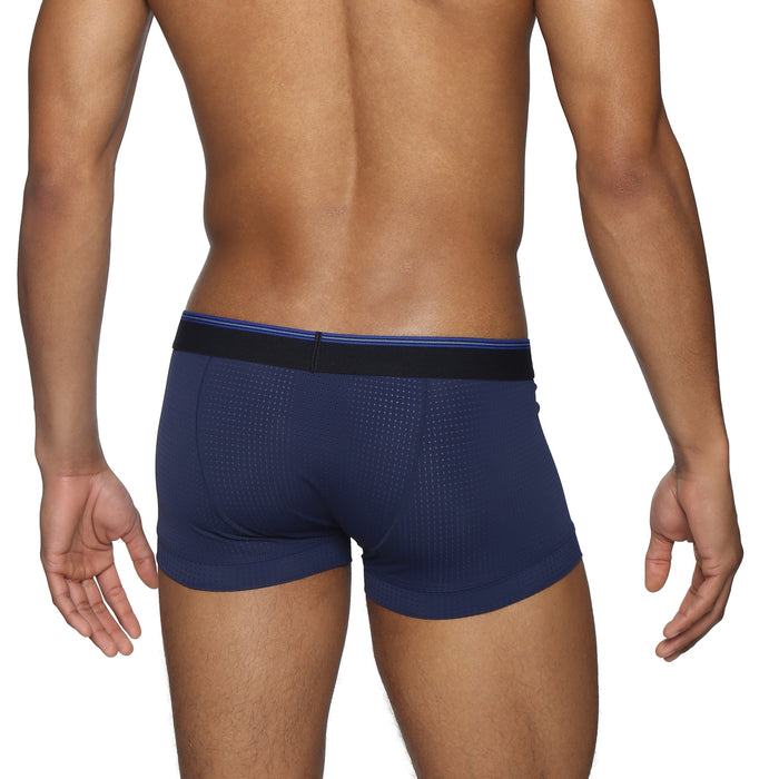Navy Wave Mesh Low Rise Trunk - Parke & Ronen