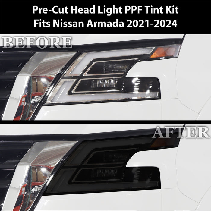 Full Headlight Taillight Precut Smoked PPF Tint Kit Film Overlay Fits Nissan Armada 2021 - 2024 - Bogar Tech Designs