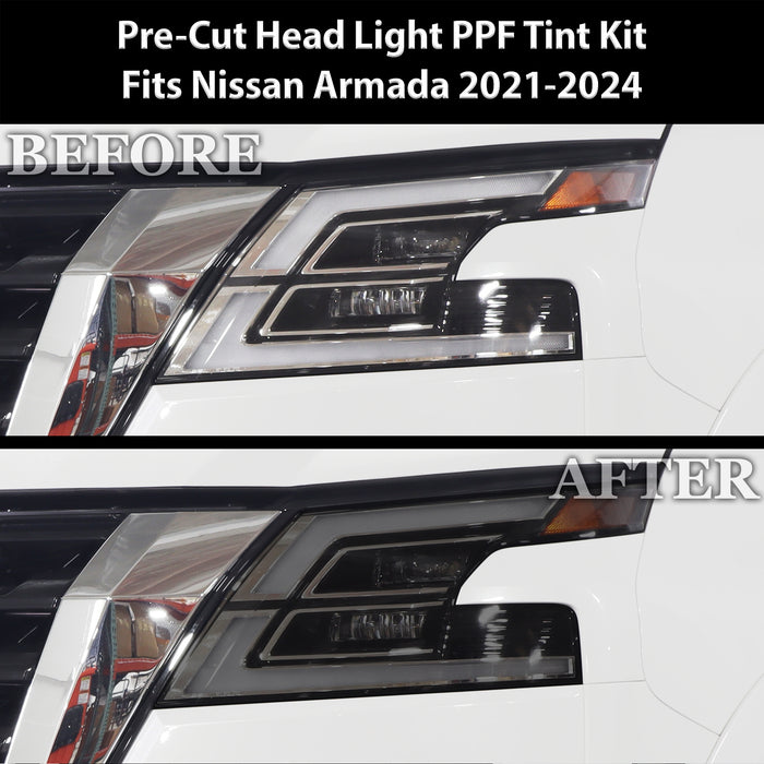Full Headlight Taillight Precut Smoked PPF Tint Kit Film Overlay Fits Nissan Armada 2021 - 2024 - Bogar Tech Designs