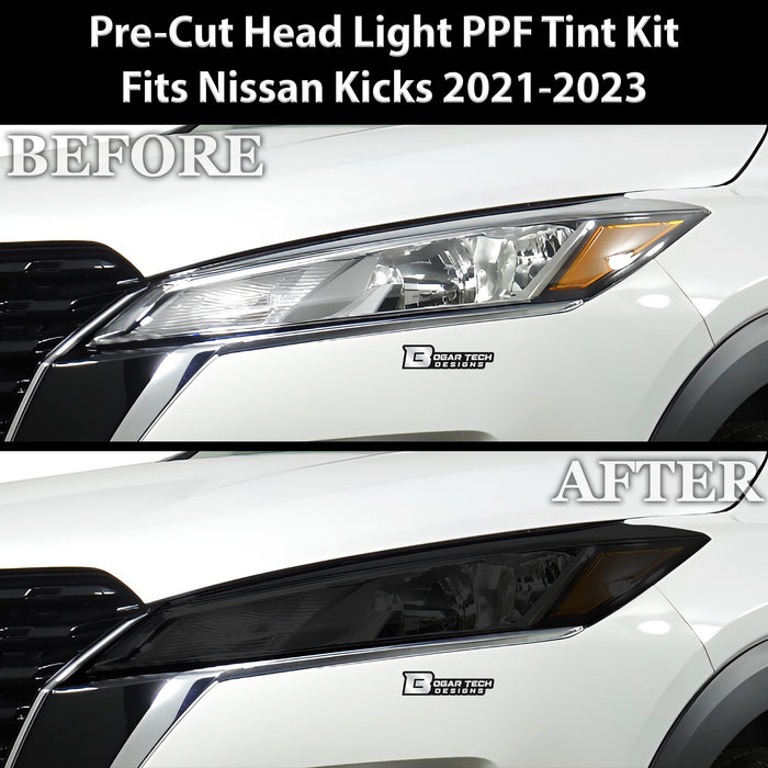 Full Headlight Taillight Precut Smoked PPF Tint Kit Film Overlay Film Fits Nissan Kicks 2021 - 2023 - Bogar Tech Designs