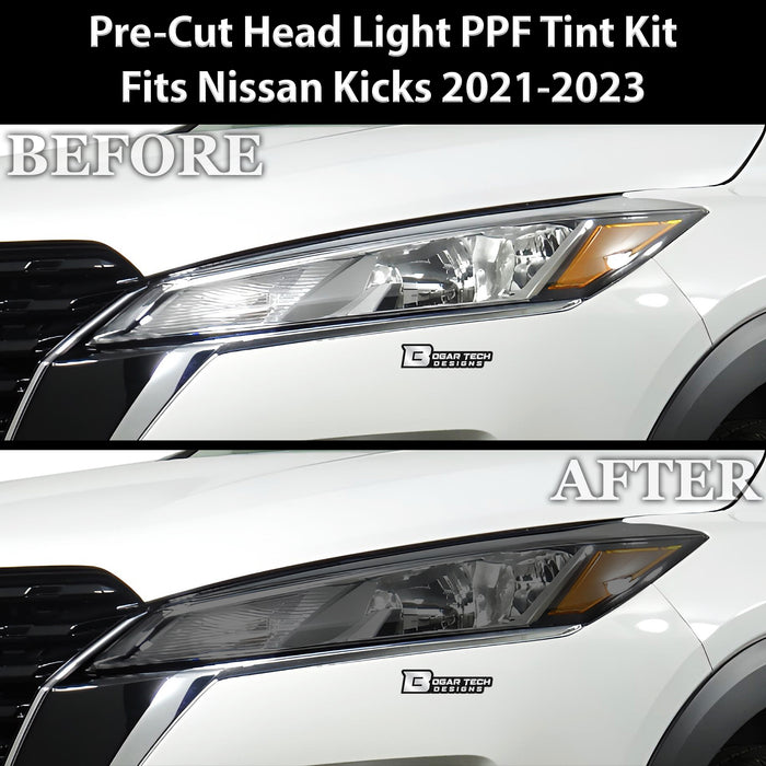Full Headlight Taillight Precut Smoked PPF Tint Kit Film Overlay Film Fits Nissan Kicks 2021 - 2023 - Bogar Tech Designs