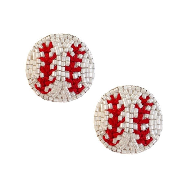 On the Mound Beaded Baseball Earrings