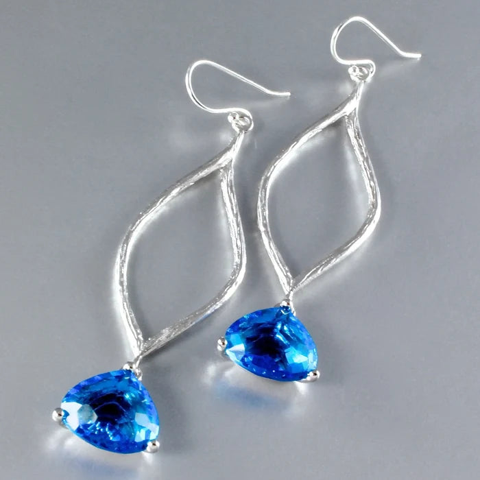 Wedding Jewelry - Blue Cubic Zirconia Earrings - Available in Gold and Silver