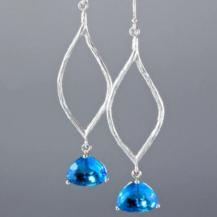 Wedding Jewelry - Blue Cubic Zirconia Earrings - Available in Gold and Silver