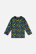 Organic Cotton Long Sleeve T-Shirt Blue Checkered Print-0