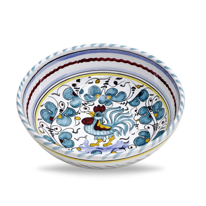 ORVIETO GREEN ROOSTER: Coupe Pasta/Soup Bowl