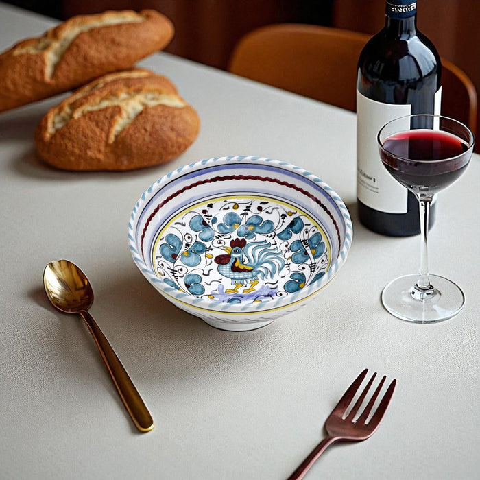 ORVIETO GREEN ROOSTER: Coupe Pasta/Soup Bowl