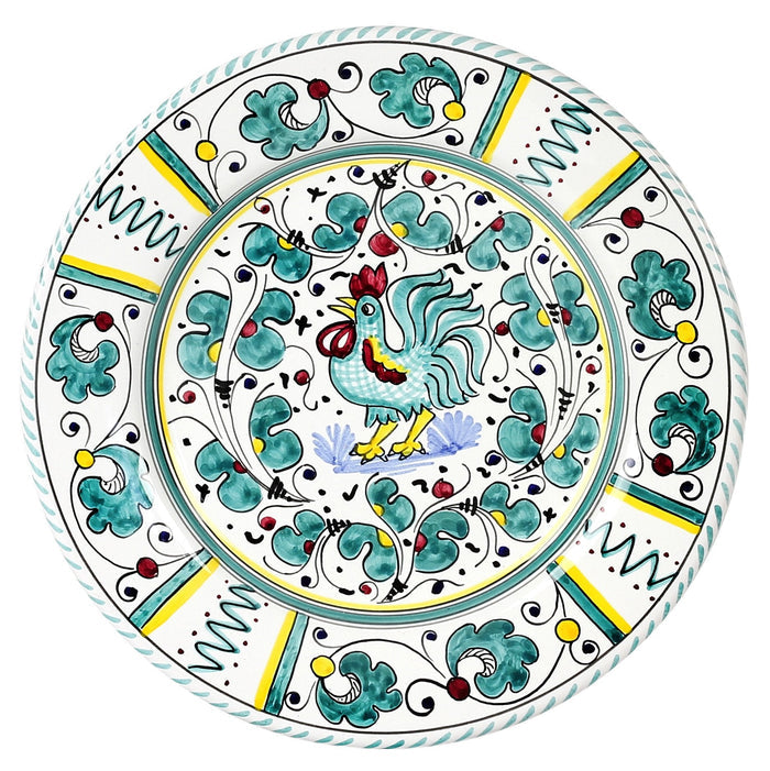 ORVIETO GREEN ROOSTER: Dinner plate