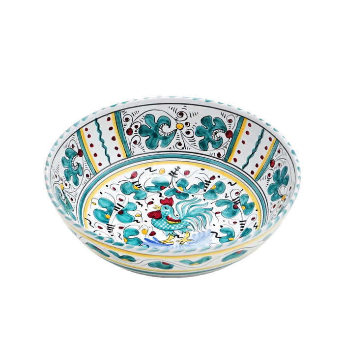 ORVIETO GREEN ROOSTER: Salad Bowl (Medium 10" Diam.)
