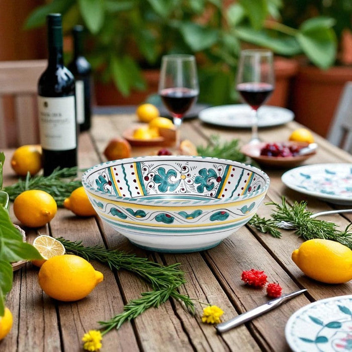 ORVIETO GREEN ROOSTER: Salad Bowl (Medium 10" Diam.)